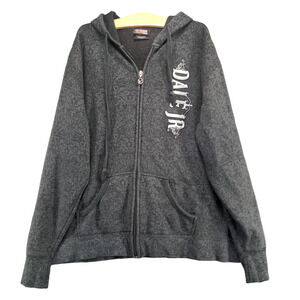 Chase Authentics Men's NASCAR Dale Jr Full Zip Hoodie Gray Black 2X Long Sleeve